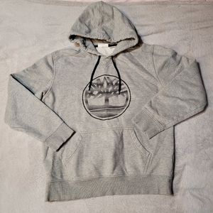 Timberland Hoodie Pullover Logo Graphic Gray Large Long Sleeve
